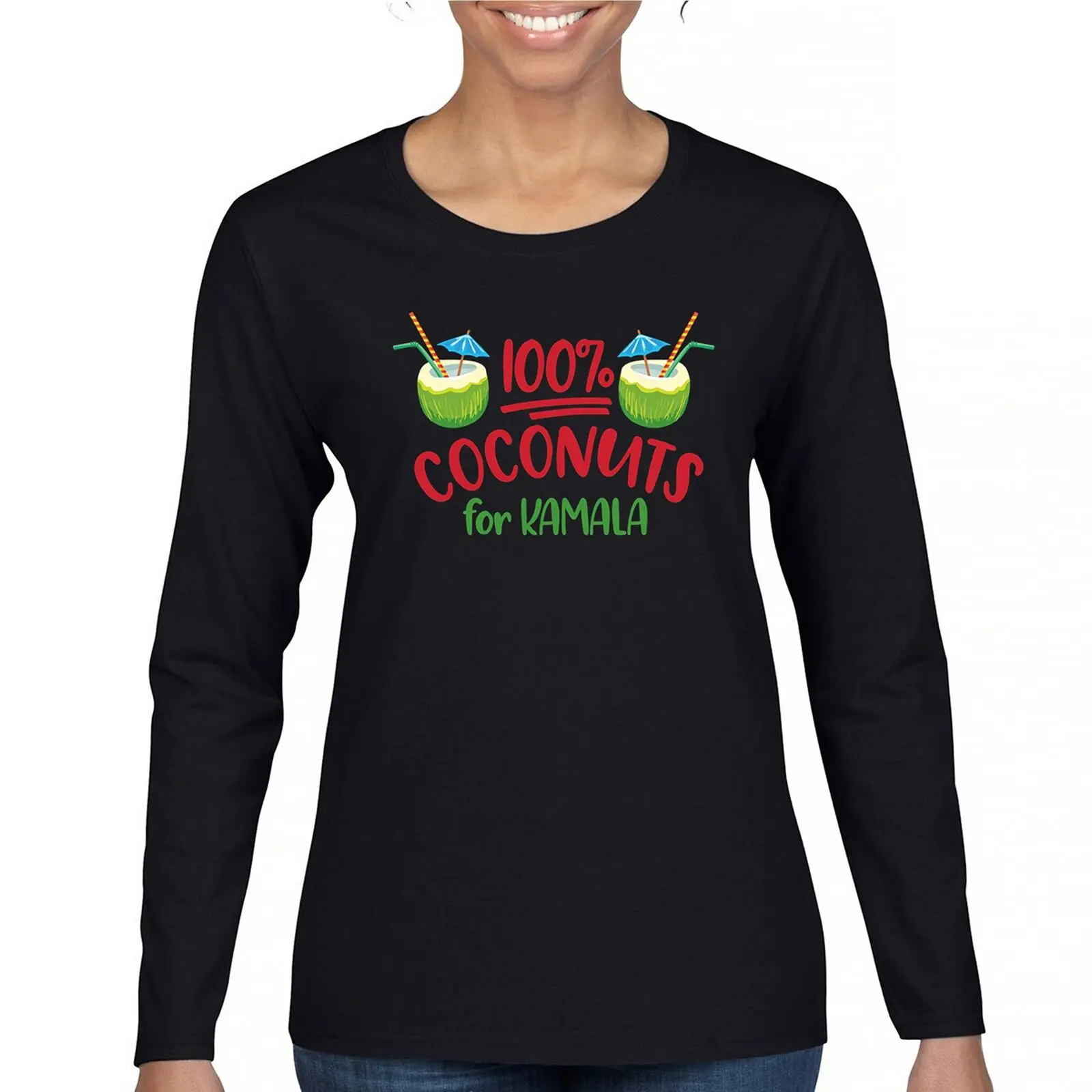 

100% Coconuts for Kamala Women's Long Sleeve T-shirt Harris 2024 I'm Speaking