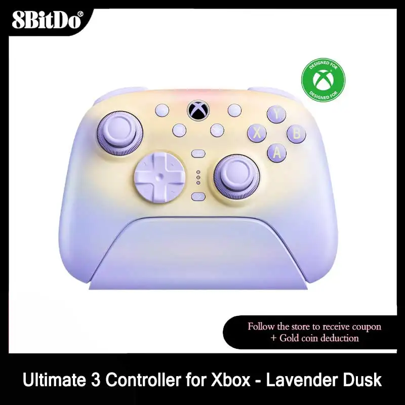 8Bitdo Ultimate 3 Wireless Game Controller - Lavender Dusk，Gamepad with TMR Joysticks for Xbox Series X | Series S，PC Windows