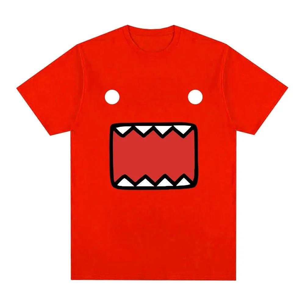 Domo Kun Doll Face Pattern Spring and Autumn Men's and Women's Casual Loose Short sleeved T-shirt