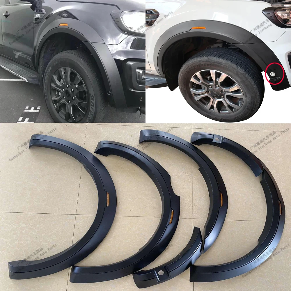 Светодиодные расширители крыльев в стиле Wide Body для Ford Ranger T7 T8 2015-2022 Wildtrak XLT XLS XL, матово-черные, из ABS-пластика.