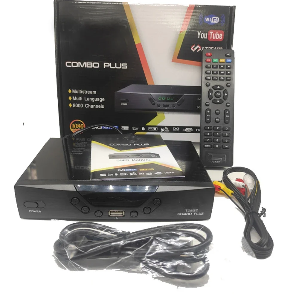 كومبو 2 في 1 فك DVB T2 S2 موالف رقمي استقبال الأقمار الصناعية H264 TV فك 1080P Full HD PVR EPG T2 DVB S2 فك التشفير