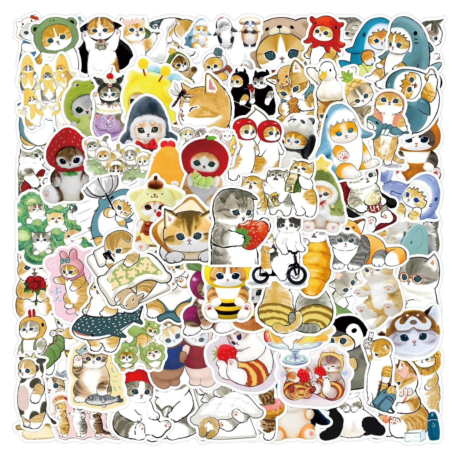 110PCS Cute Cartoon Mofusand Cat Stickers Kawaii Animal Decals DIY Skateboard Luggage Guitar Phone Car Decoration Sticker