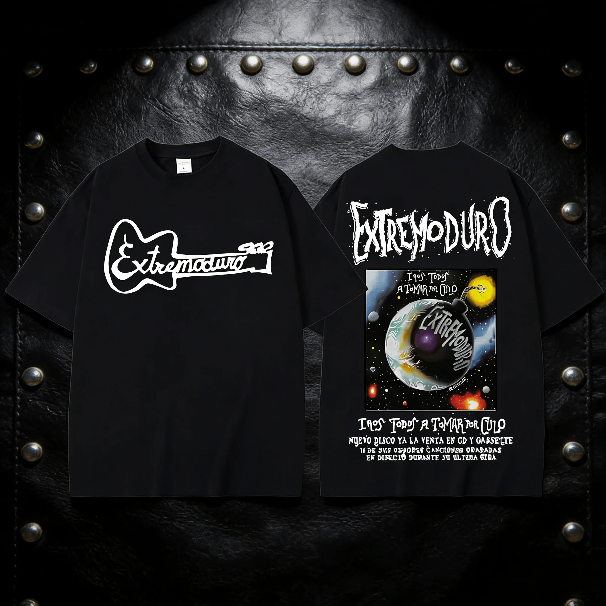 Graphic Rock Band EXTREMODURO Tour Men's Women's T-shirt Fashion Short Sleeve Retro Plus Size Loose Cotton T-shirt