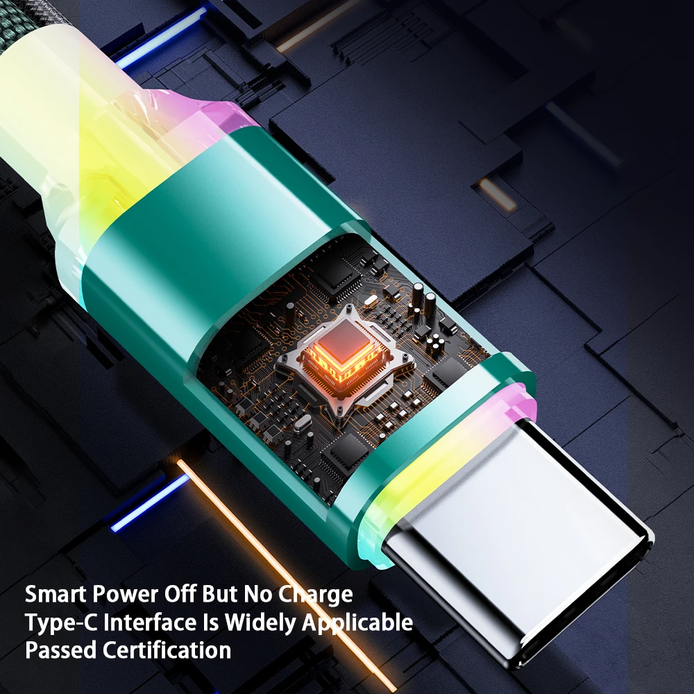 JINMUXI 1.5A-6A PD TypeC Data Cable For Xiaomi Fast Charging Cable 20w-120w For Samsung IPhone15 16 OPPO OnePlus Usb C RGB color