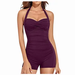 Swimsuit Woman 2024 Fashion Women'S Solid Color  Sexy  Sports Boxer Swimsuit Ropa De Mujer Vestidos De BañO Bikini Mujer