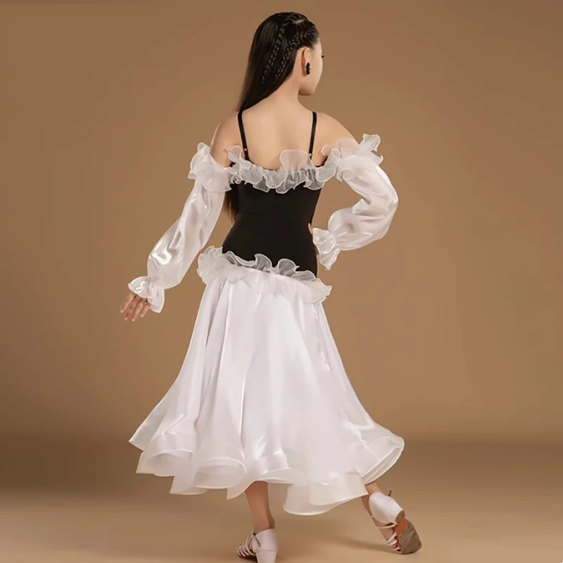 สาวโมเดิร์นเต้นรํา Big Swing กระโปรง Waltz ชุดตาข่ายเชื้อราห้องบอลรูม Dancewear การแข่งขันการฝึกอบรมมาตรฐานแห่งชาติเครื่องแต่งกาย
