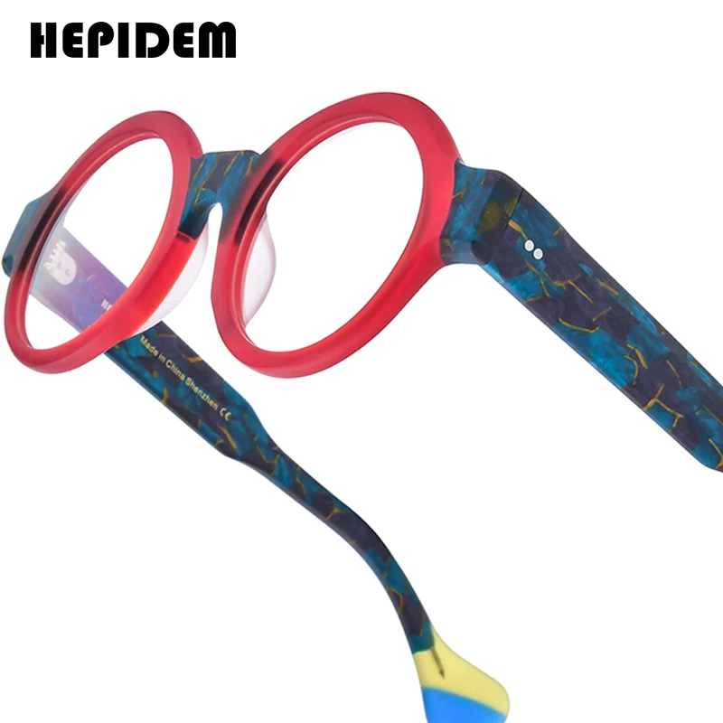 

HEPIDEM Acetate Glasses Women Brand Design Oversize Big Size Round Eyeglass Frame Japan Handmade Spectacles Thick Eyewear 9271