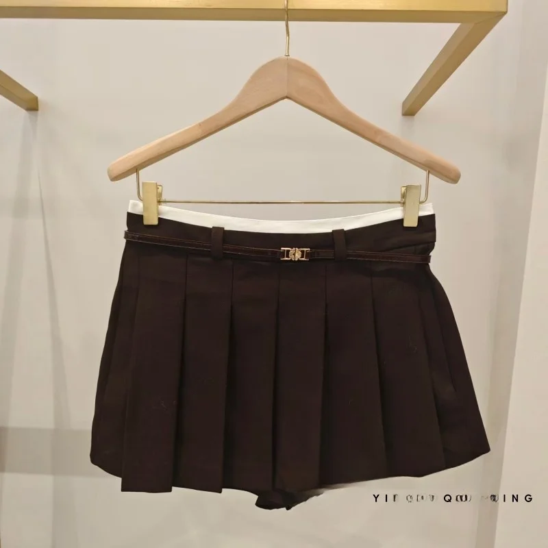

High Waist ort A-Line Pleated Skirt Pants Autumn Winter New Arrival Versatile ey Series Commute Friendly Ladies...
