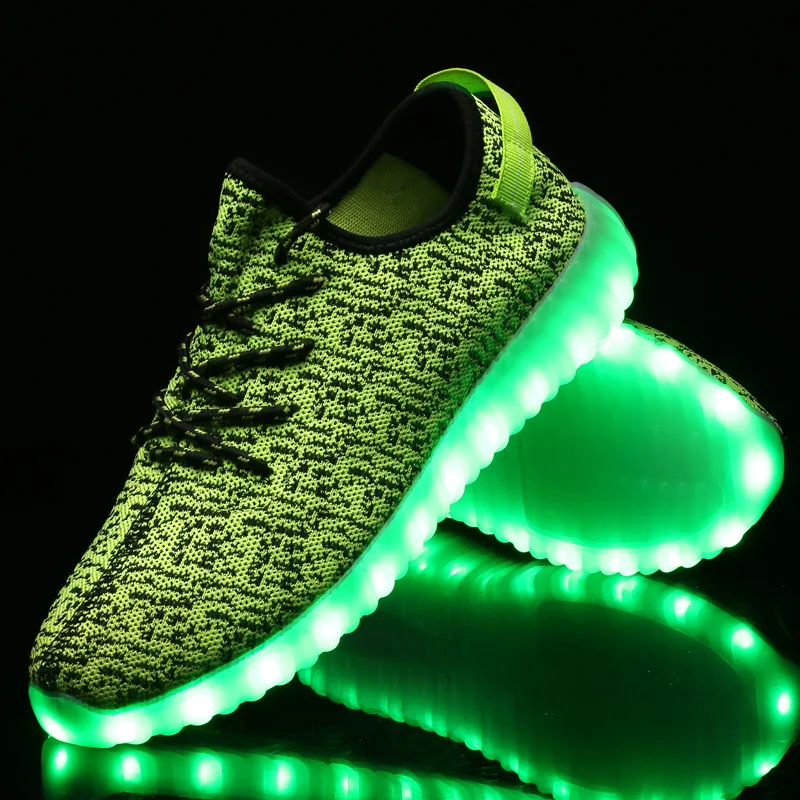 

Kids LED Shoes Light Up Sneakers USB Recharging Fiber OPTIC Cloth Glowing Luminous Flashing Casual Shoes size 26-46