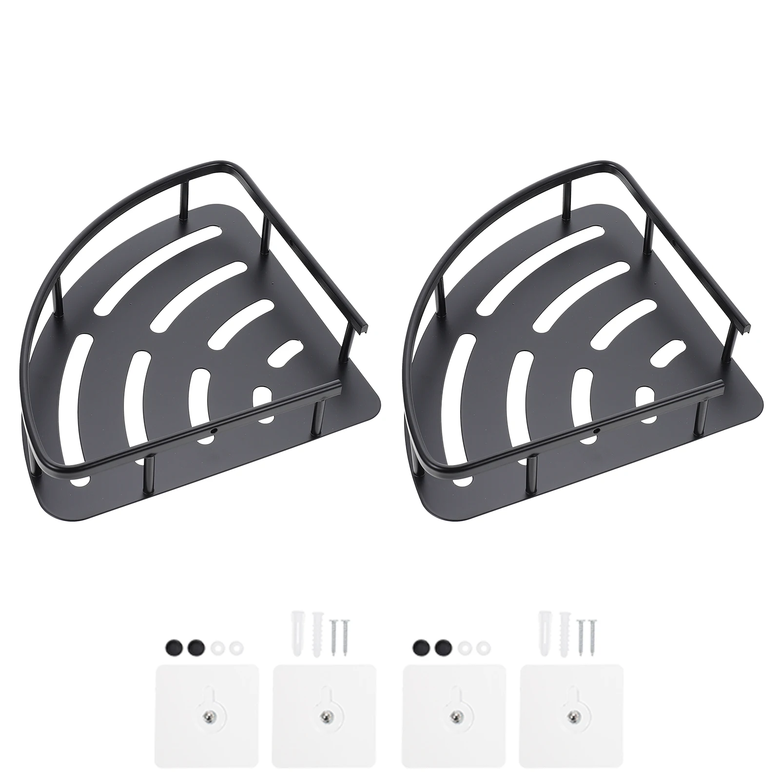

No Punching Aluminum Bathroom ganizer Rack Black Shower Storage Stand Triangle Home Corner Shelf Water Resistant