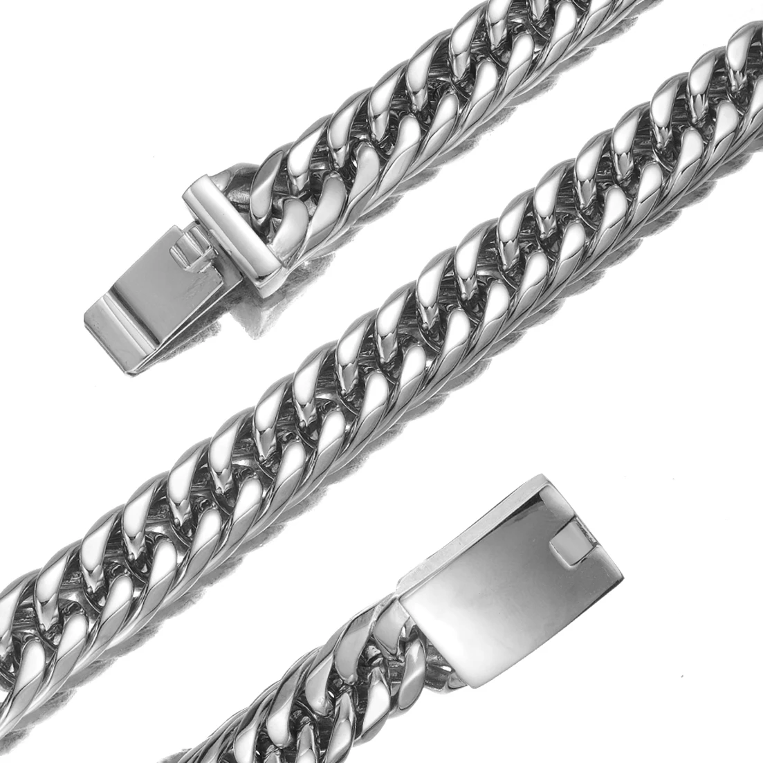 

Any Length 7"-40" 13mm/16mm High Polished Mens Curb Chain 316L Stainless Steel Silver Color Choker Long Necklace