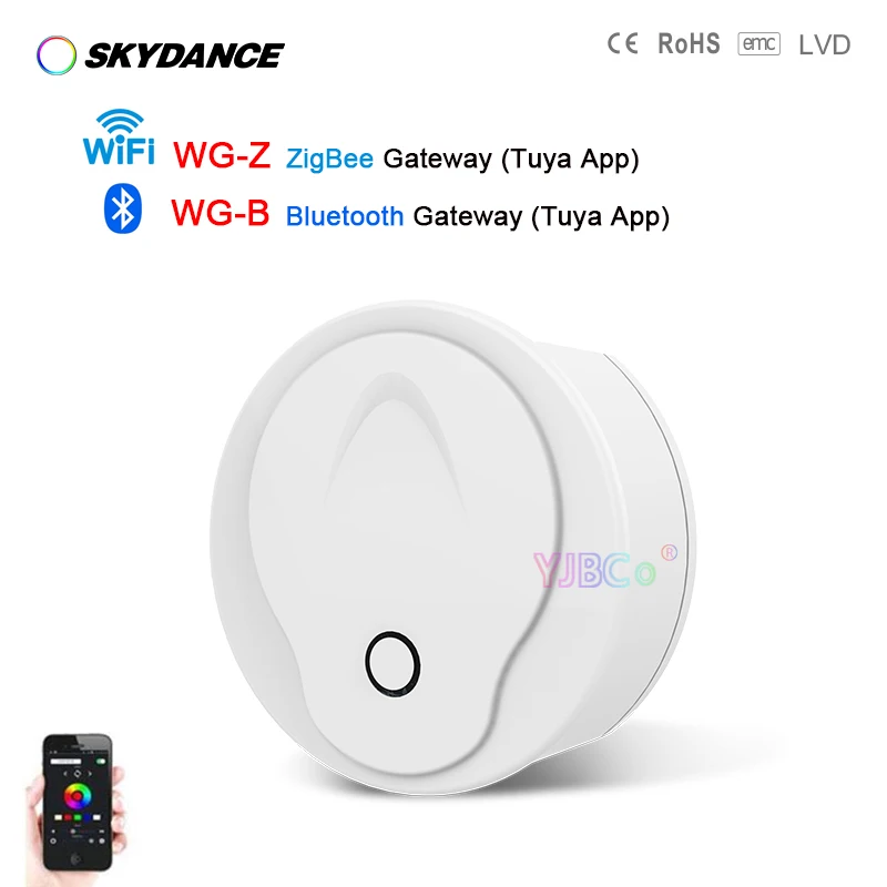 

Skydance Bluetooth/ZigBee wireless Wifi Gateway Tuya App dimmer Smart Life match with 1-5 color constant voltage LED controller