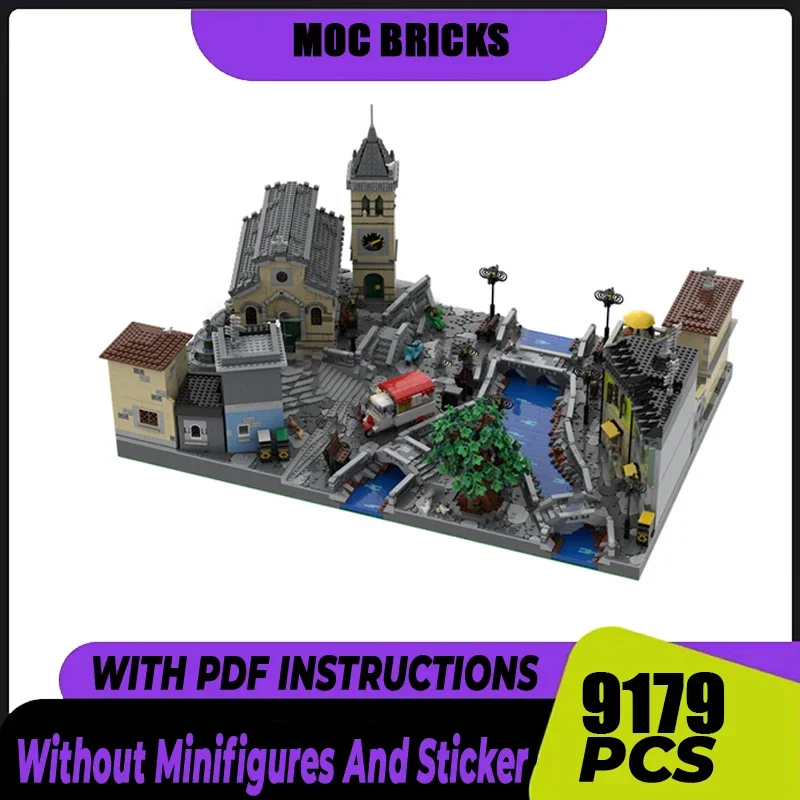 

Street View Model Moc Building Blocks Italian Village Model Technology Brick DIY Assembly Construction Toy Holiday Gifts