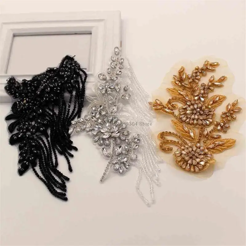 반짝이 음 울림선 모조 다이라우트 라미네스톤 어깨 보드 의상 어깨 배지 장식 어깨 마크 프린지 프린지 epaulet for Suit