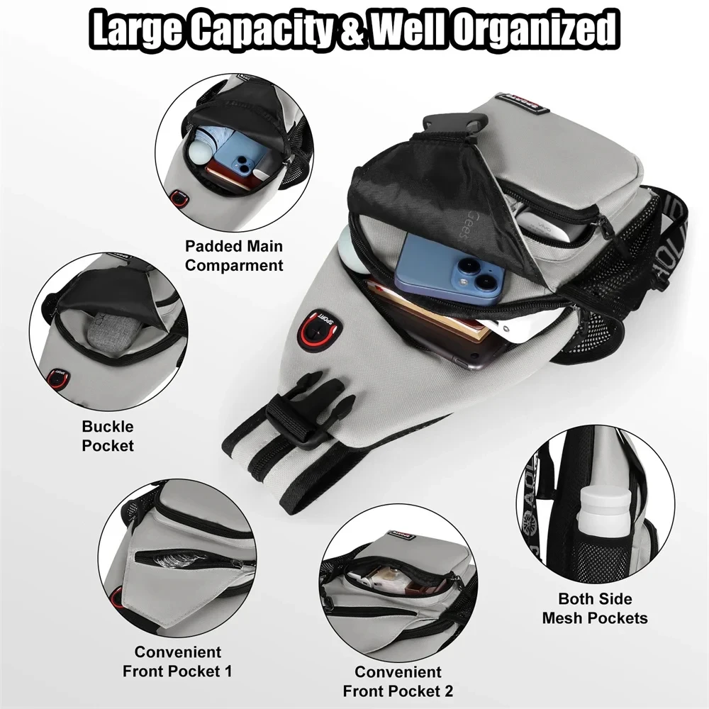 Bolso Bandolera Impermeable para Senderismo y Ciclismo, Mochila Cruzada Transpirable con Correa de Hombro Ajustable