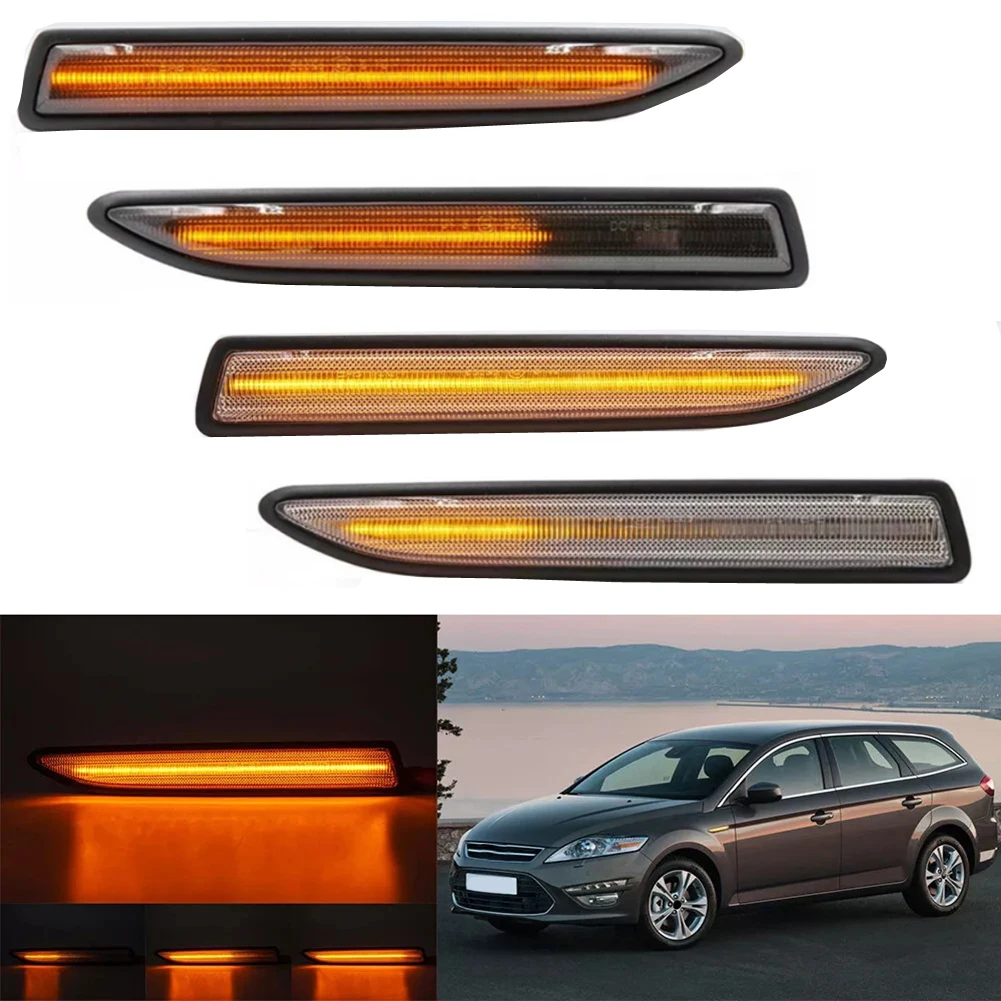 

2 шт. светодиодный динамический боковой указатель поворота для Ford Mondeo Mk4 Hatchback (BA7) для седана (BA7) дымчатый прозрачный корпус