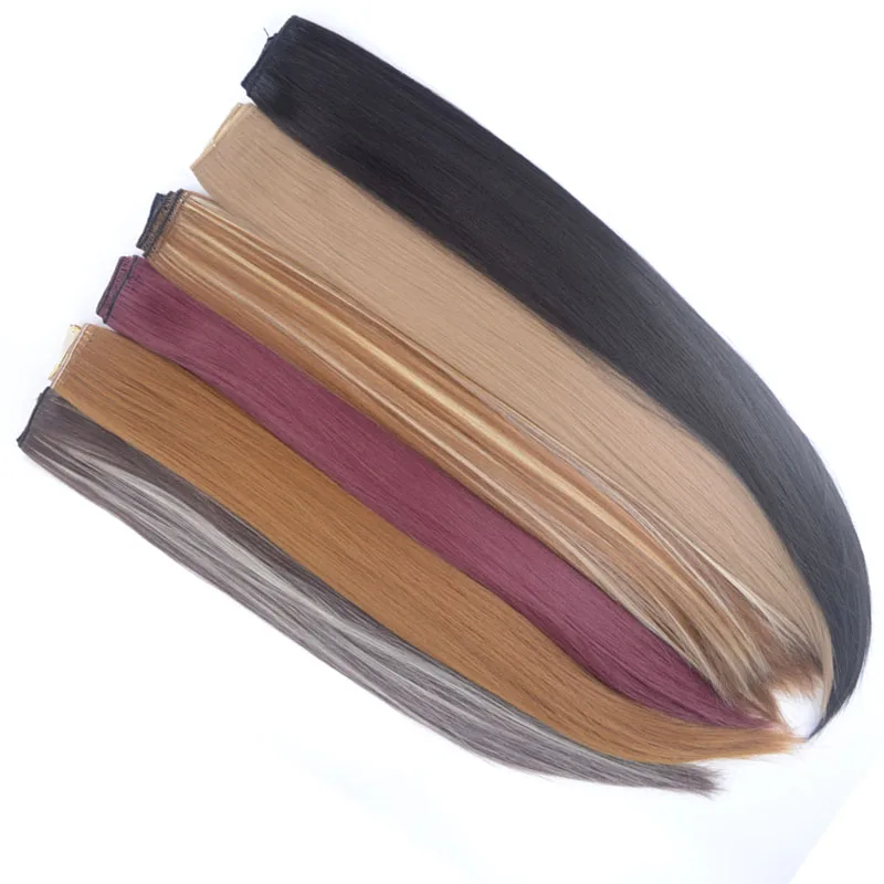 

Synthetic Clip In Hair Extension 5Clips One Piece Long Straight Hairpiece Natural Look Easy to Wear Soft Comfortable Stylish