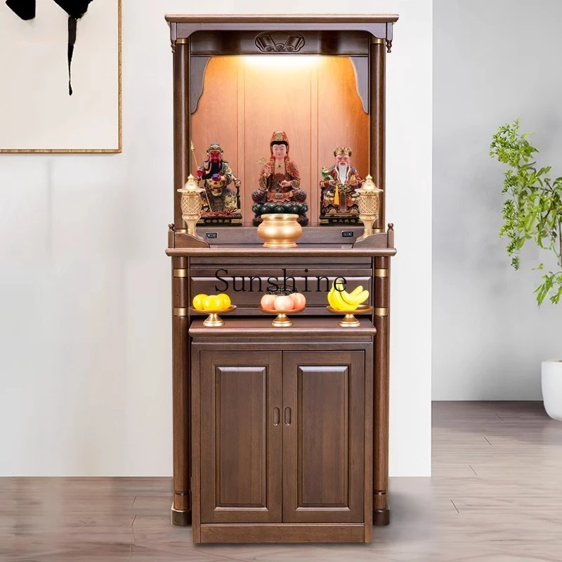 

Guanyin household offering all solid wood new Chinese modern light luxury Bodhisattva altar cabinet