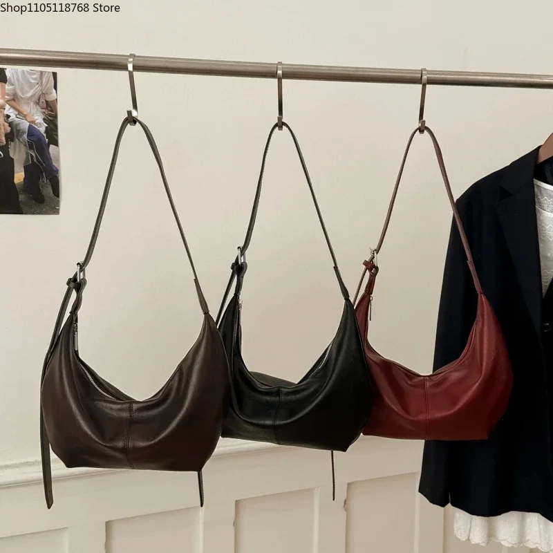 

Fashion PU Zipper Solid High Capacity Commuting Women's Shoulder Bags Sweet Ethnic Waterproof Durable Bags