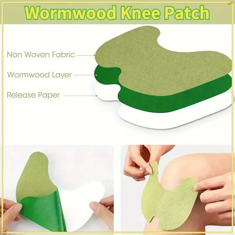 12 Pcs Wormwood Knee Patches, Wormwood Sticker for Knee, Back, Neck, Shoulder   Relief and Muscle Soreness ，arthrits，Tenosynovit