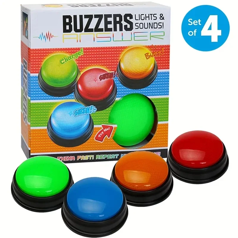 Educacional Resposta Buzzer Set para Crianças, campainhas coloridas interativas, Aprendizagem e Família Jogo Noites, 4 PCs