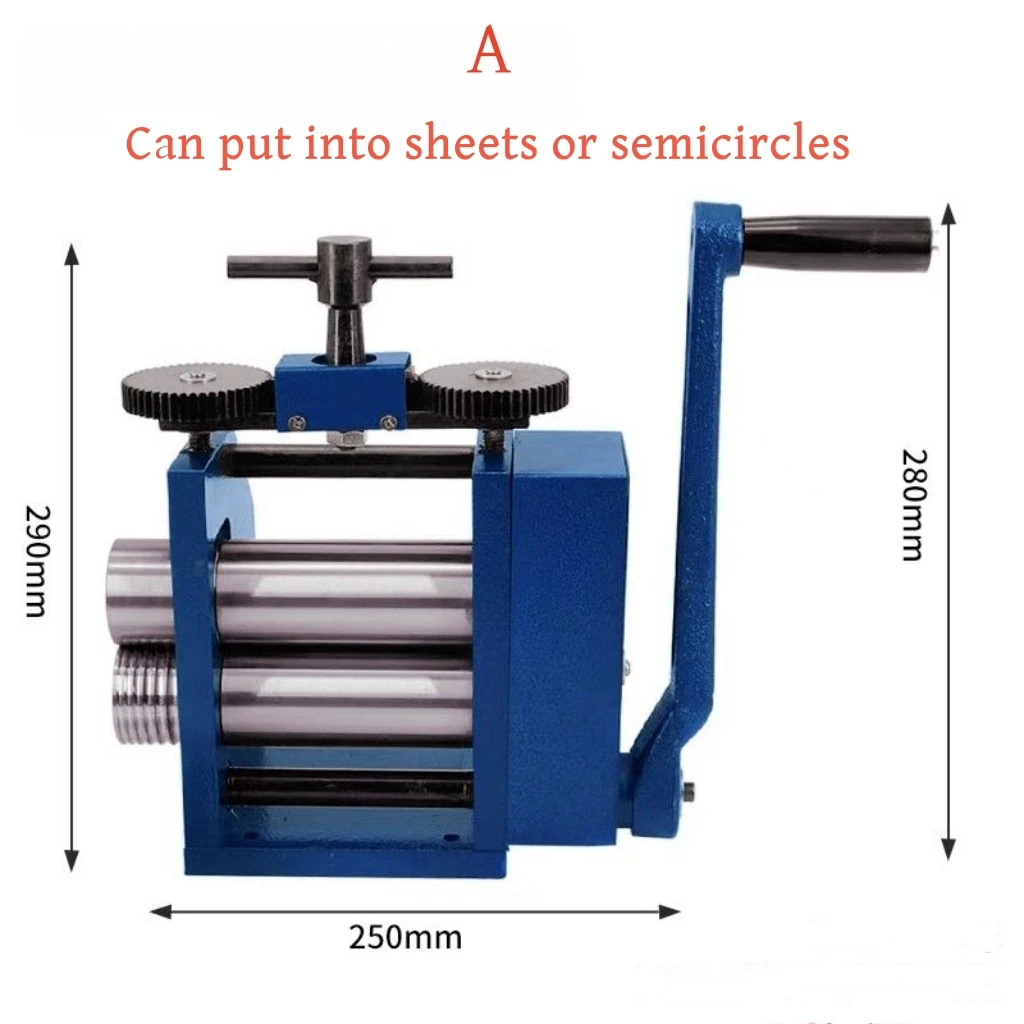 Mini Goldsmith Gold Jewelry Rolling Mill Two Roll Mill Machine With 1:2.5 Gear Ratio Sheet Square Semicircle Pattern Wire Roller