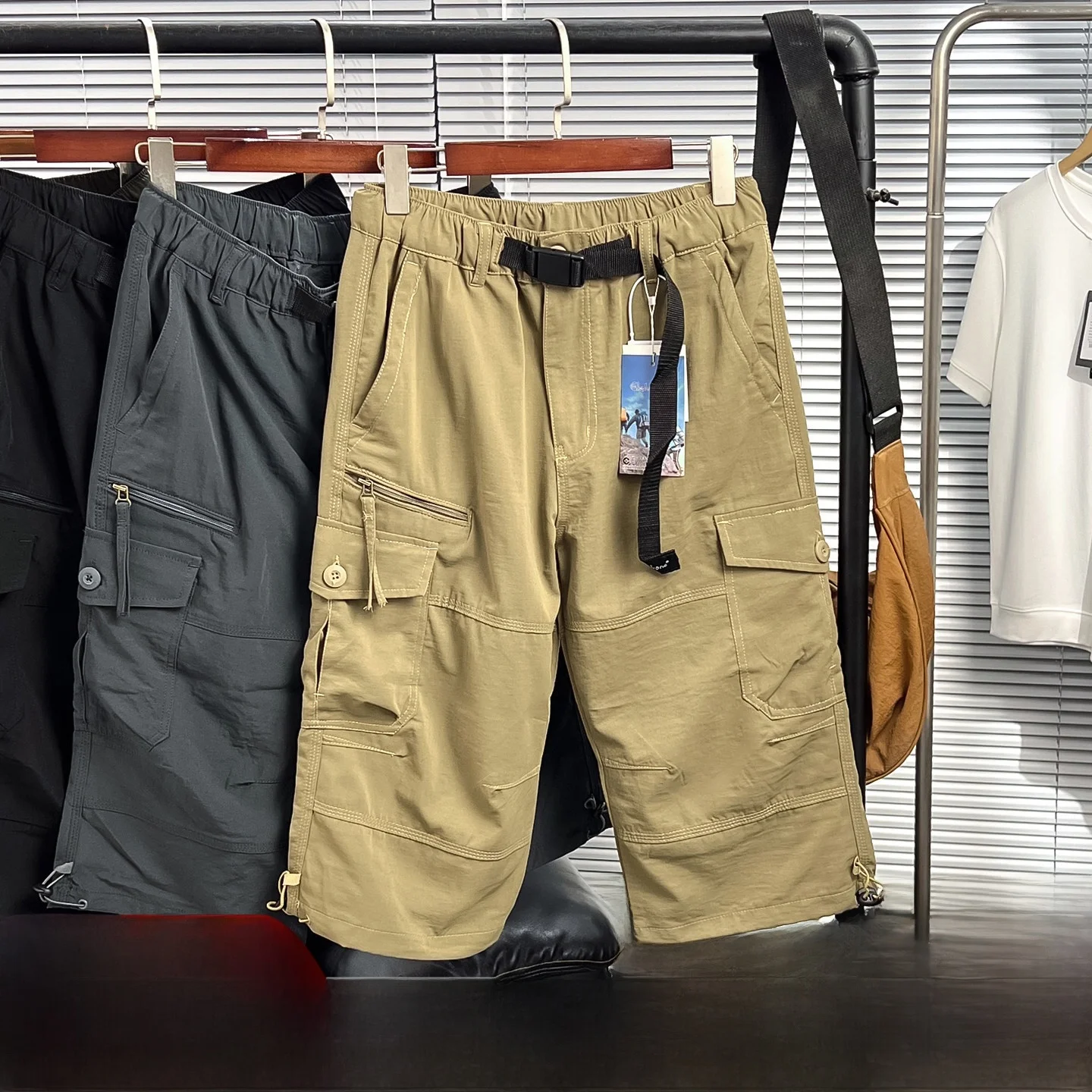 Complex Craftsmanship 3D Stereo Tailoring European Outdoor Workwear Style Summer Men's Hiking Casual Tactical Seven-Foot Pants