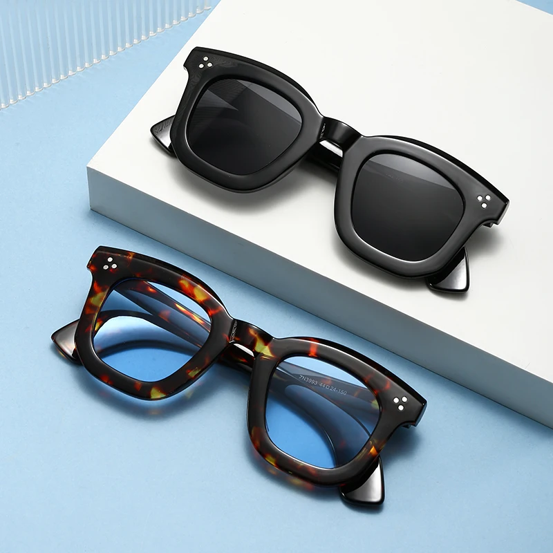 2 stuks Rice Nail 2026 Nieuwe Vierkante Zonnebril Vintage Dik Montuur Punk Dames Zonnebril UV400 Mode Unisex Zonnebril