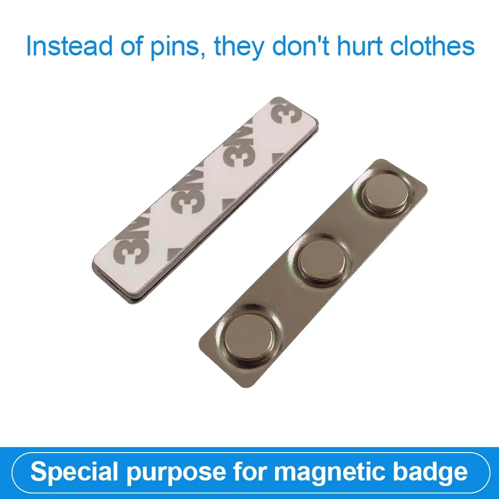 60*14mm Super Strong NdFeB Magnet Magnetic Badge Accessories Three Magnets Custom Badge Brooch Magnetic Buckle 3M Tape