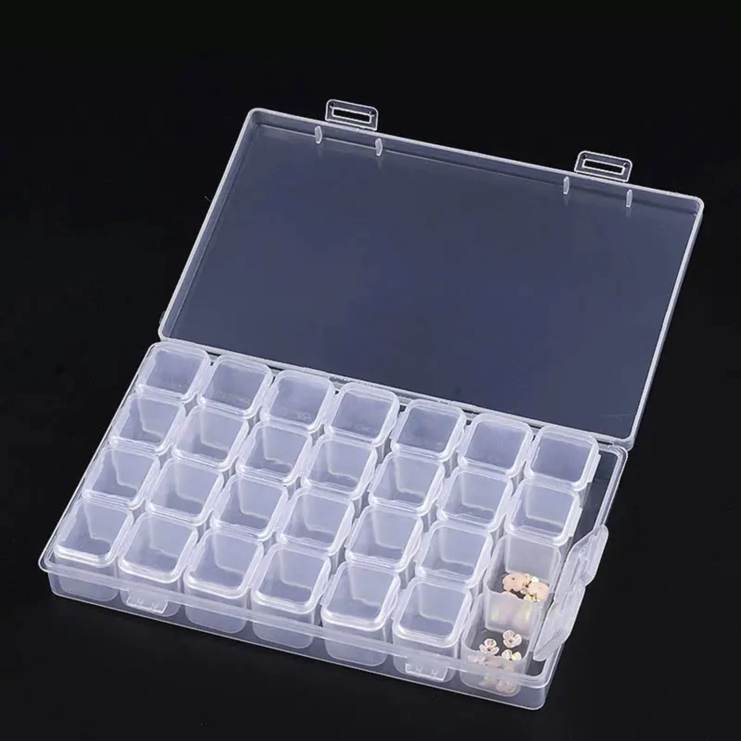 Elegant Exquisite Plastic Storage Organizer with 28 Clear Pearl Grids for Sparkling Diamond Painting Accessories and Beautiful N