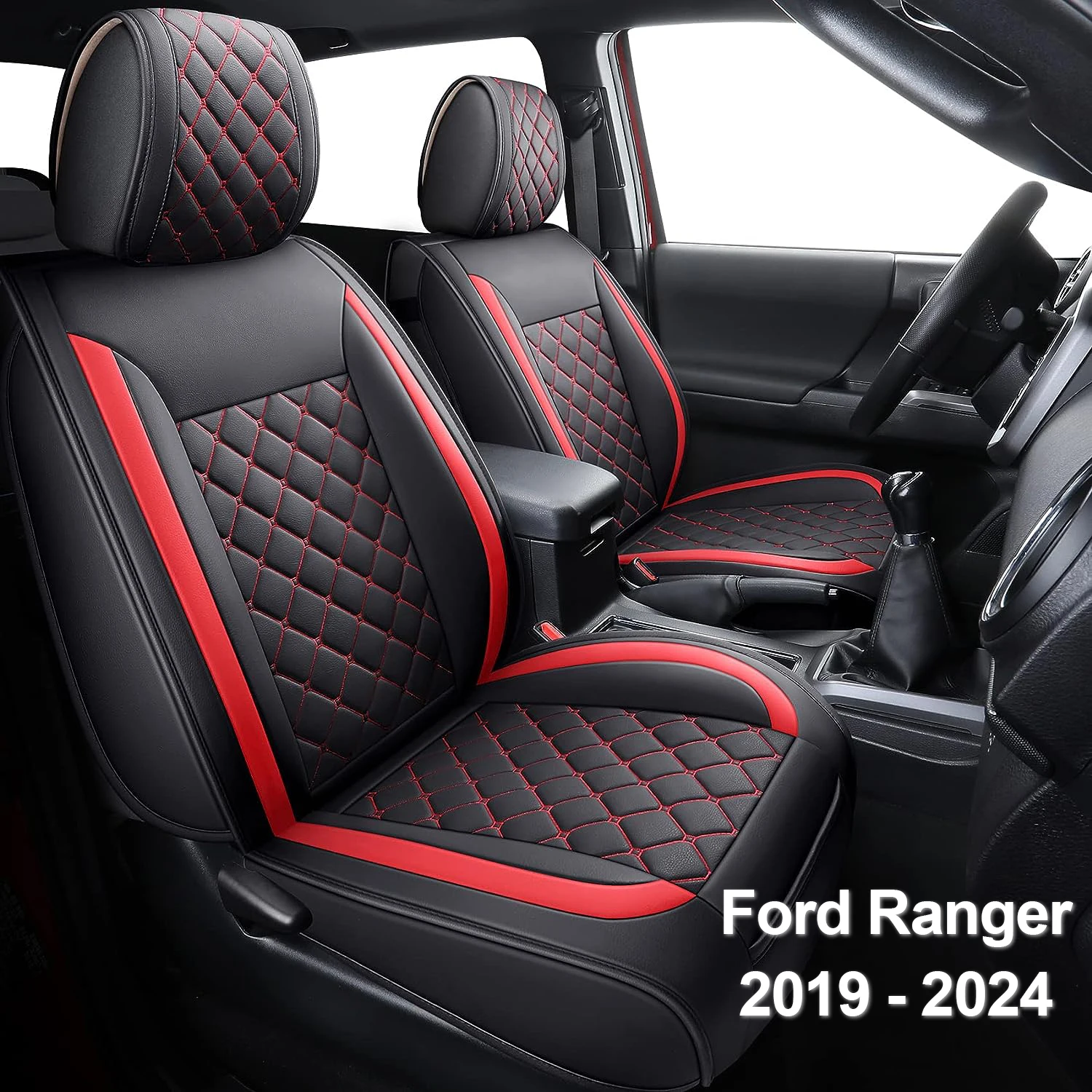 Seat Kits Covers Full Set Durable Waterproof Leather for Pickup Truck Fit for Ford Ranger 2019 to 2024