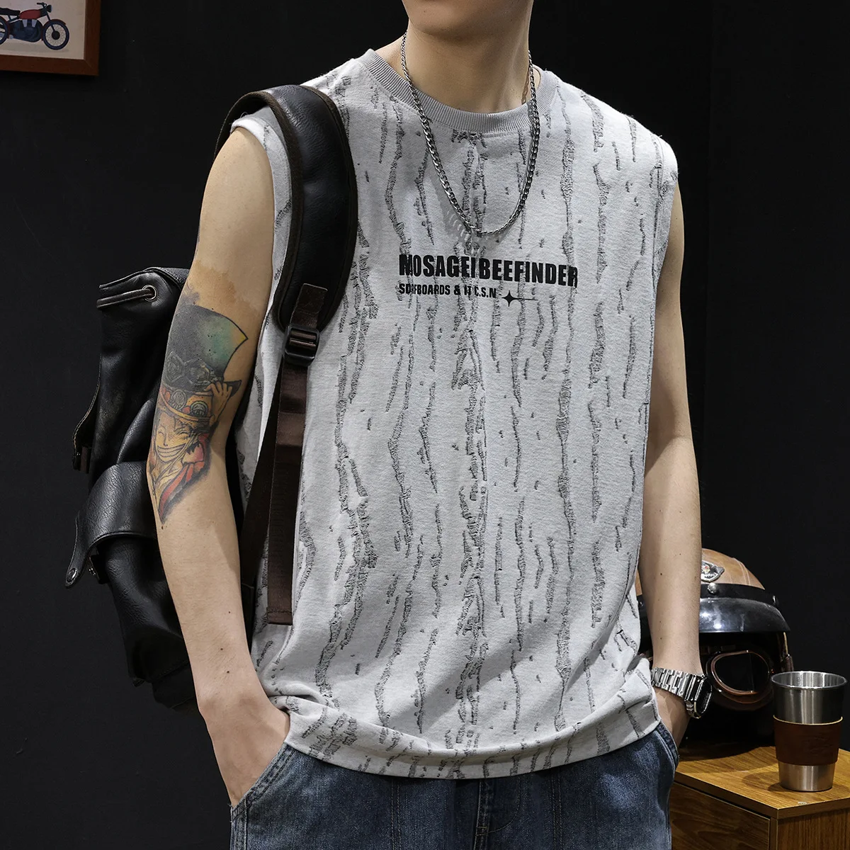 

Летняя мужская майка-безрукавка в американском стиле, спортивная футболка для фитнеса и баскетбола, мужская, больших размеров, трендовая