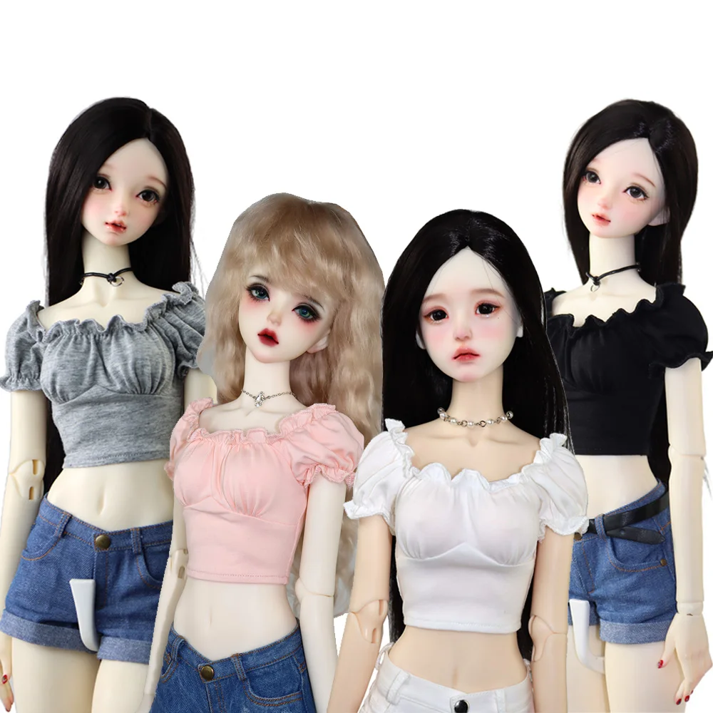 BJD doll clothes 58--60CM 1/3 SD DD ball joint doll accessories Cropped T-shirt, denim shorts girl gift