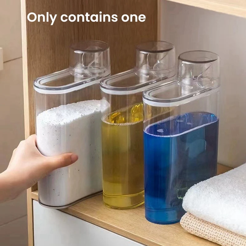 Transparent Laundry Detergent Dispenser Bottle Sealed Tank For Detergent Powder Bleach Laundry Room