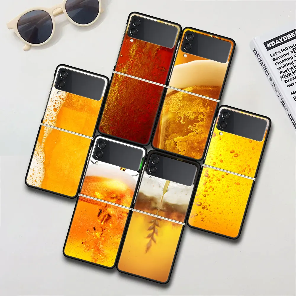 World Beers Alcohol Bubble Case for Samsung Galaxy Z Flip4 Flip3 Hard PC Phone Cover Flip 4 3 5G Black Funda Zflip4 Zflip3 Shell