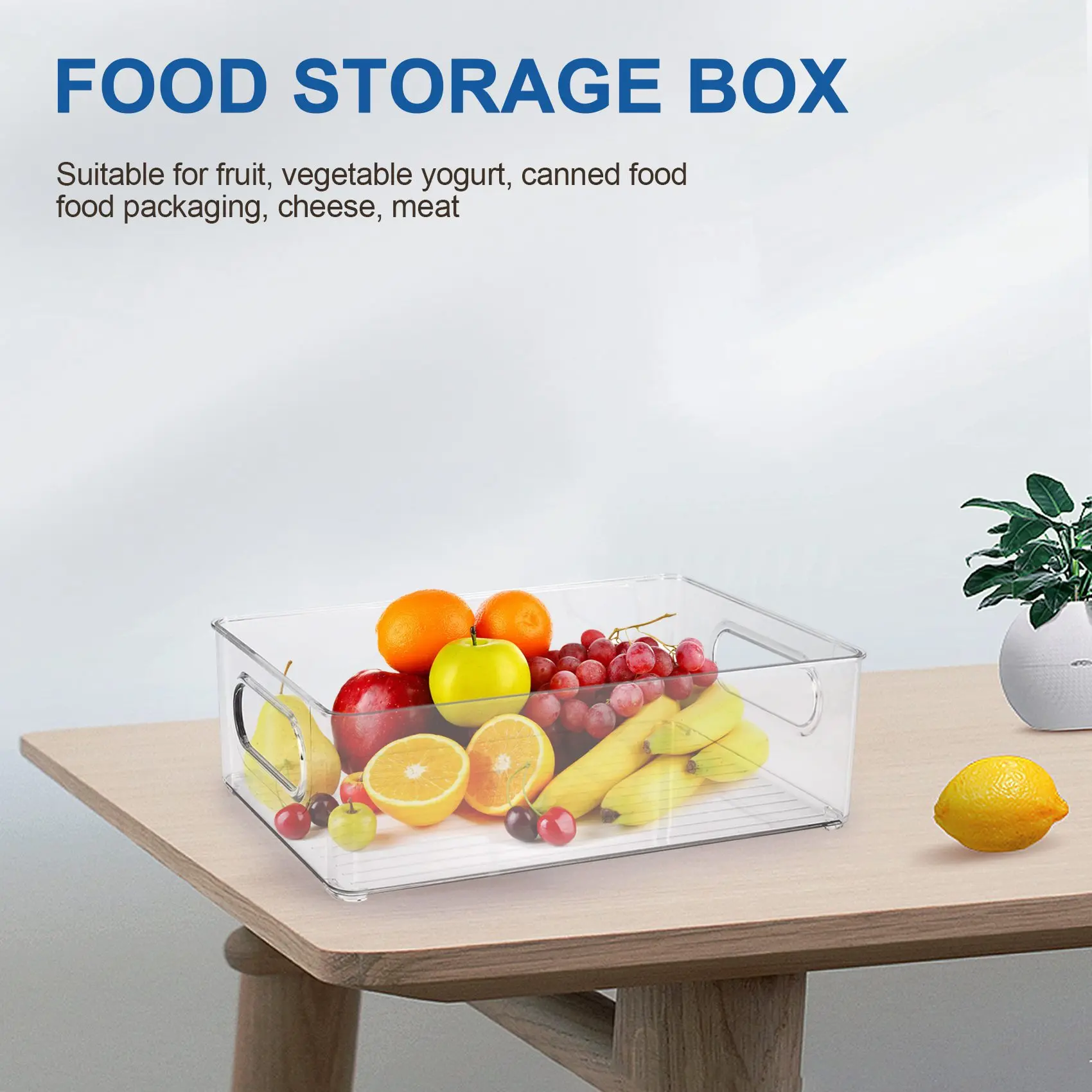 

AA50-6Pcs Refrigerator Organizer Bins Stackable Fridge Organizers With Cutout Handles Clear Plastic Pantry Food Storage Rack