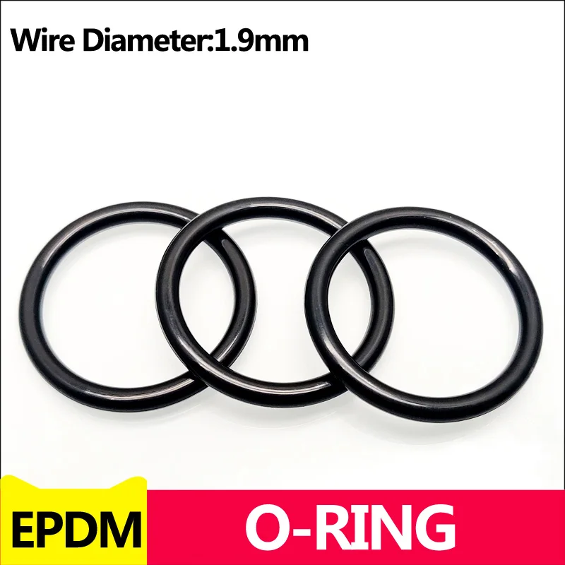 EPDM O Rings Outer Diameter 5-170mm Acid and Alkali Resistance Water Resistance Friction Resistance Wire Diameter 1.9mm Black