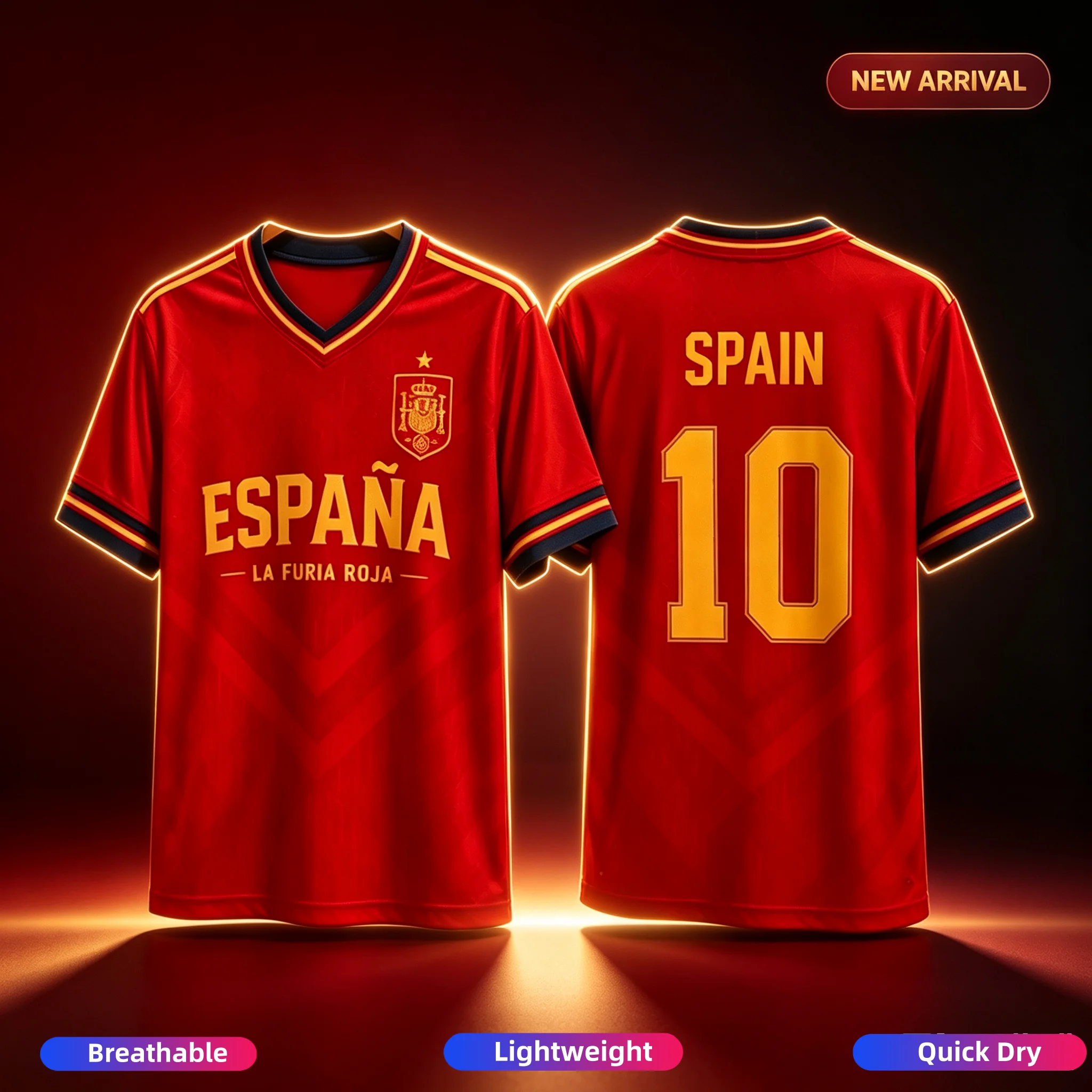 2026 Men Women Spain La Furia Roja No.10 Football Jersey Quick Dry Fashion Sports Training Short Sleeve Family Kids Tees Fashion