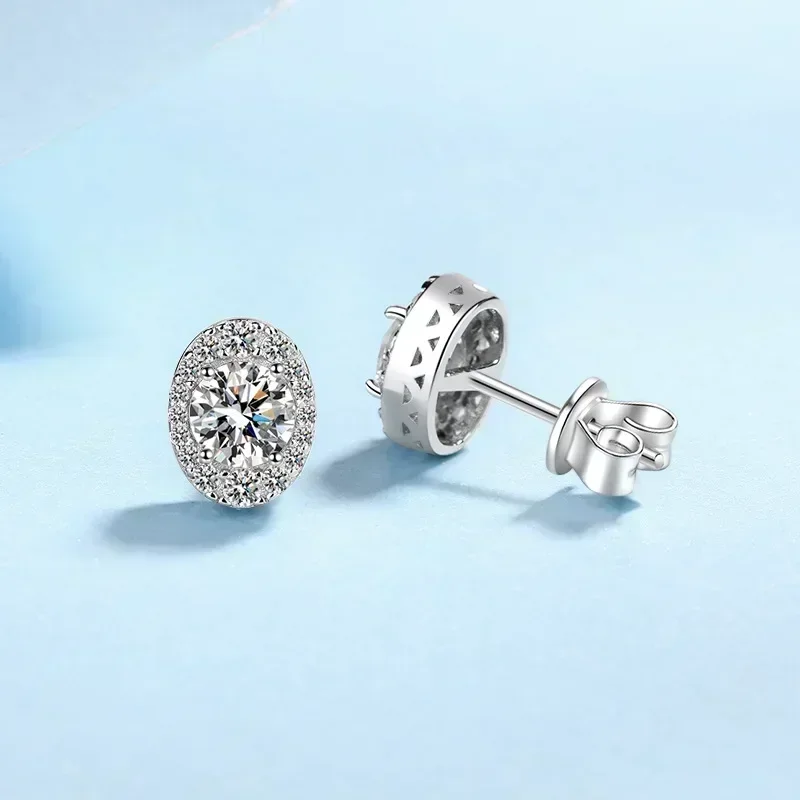 Oval Design Classic 1Ct Moissanite Diamond Stud Earrings, Platinum Earring Birthday Gift for Women Fine Jewelry Certificate