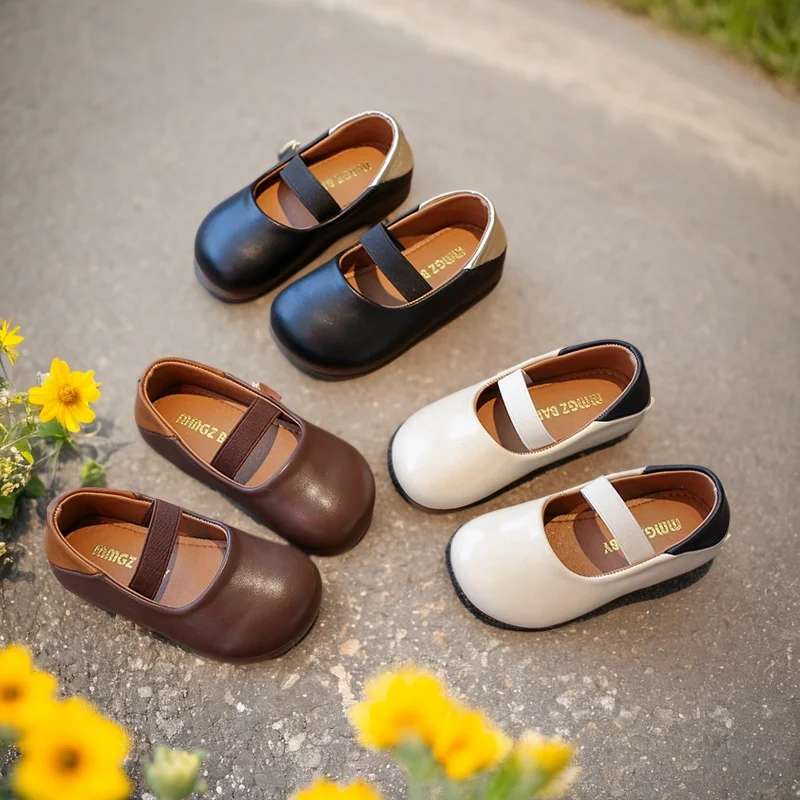 

Baby Flat Shoes 2025 Spring Autumn New Girl Fashion Simple Foreign Style A Slip-on Leather Shoes Female Baby Every Single Shoes