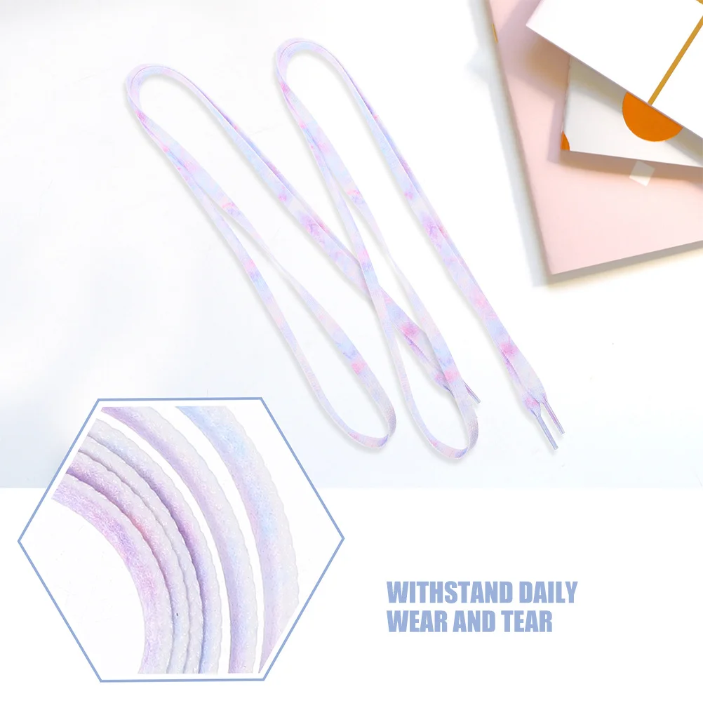 قطعتان من أربطة الحذاء المسطحة ذات اللون الإبداعي، بوليستر متين للأحذية الرياضية والسفر للأطفال والكبار، متدرج أنيق #2