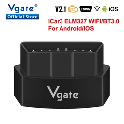 Vgate iCar3 ELM327 wifi For Android/IOS ODB2 Car Diagnostic Scanner Bluetooth ELM 327 V2.1 OBD OBD2 Code Reader Auto Scan Tool