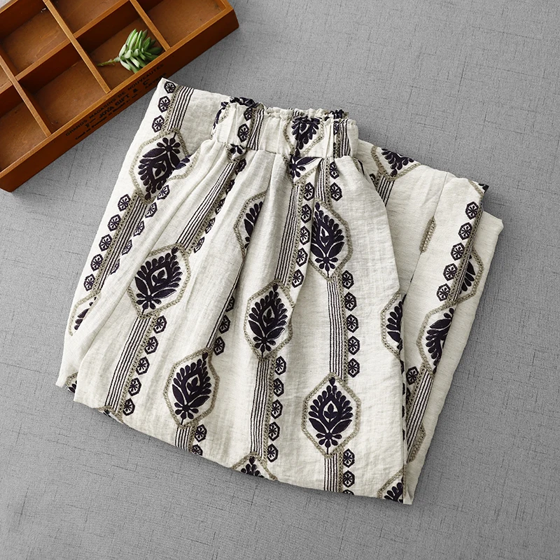 Pantaloni casual a gamba larga a vita alta n Sle Pantaloni Vaion Faion estivi da donna in misto cotone Vestibilità comoda