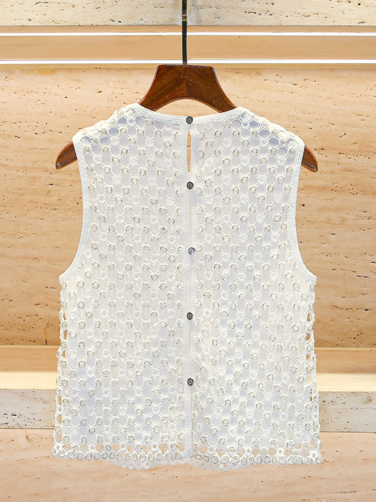 M Home Nan You High End European Sle Dames ort Diamond Embellied Vest Top Lente Pendelen Sle Kleur