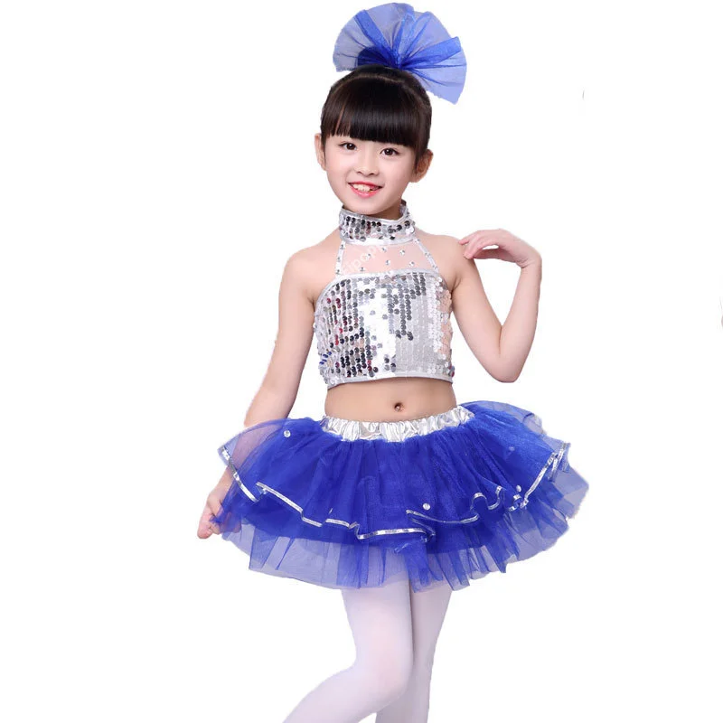 Latin dance Children's dance dress Girls Jazz Modern Show dress Boys Show Sequined Pompadour dress Summer 2024