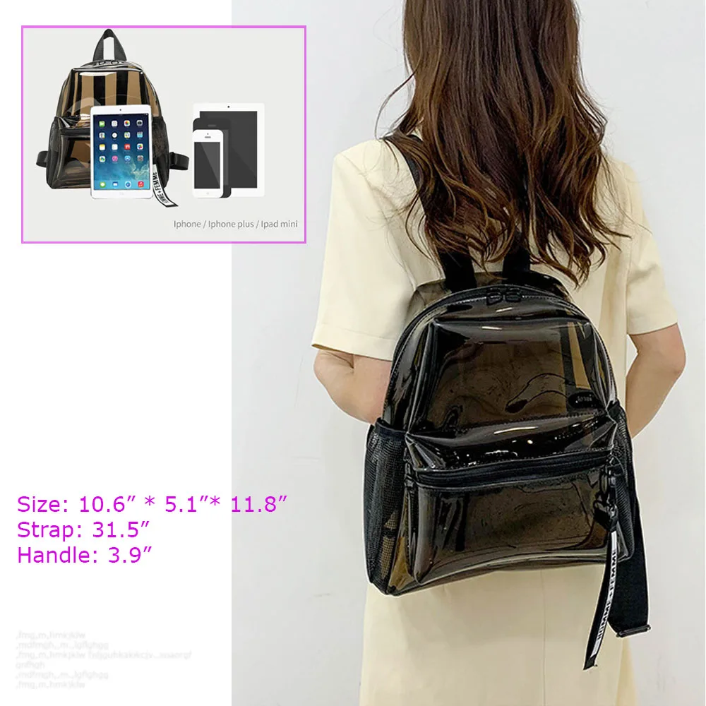 Waterproof See-Through Backpack Durable Small Daypack PVC Transparent Backpacks for Work & Sport Event