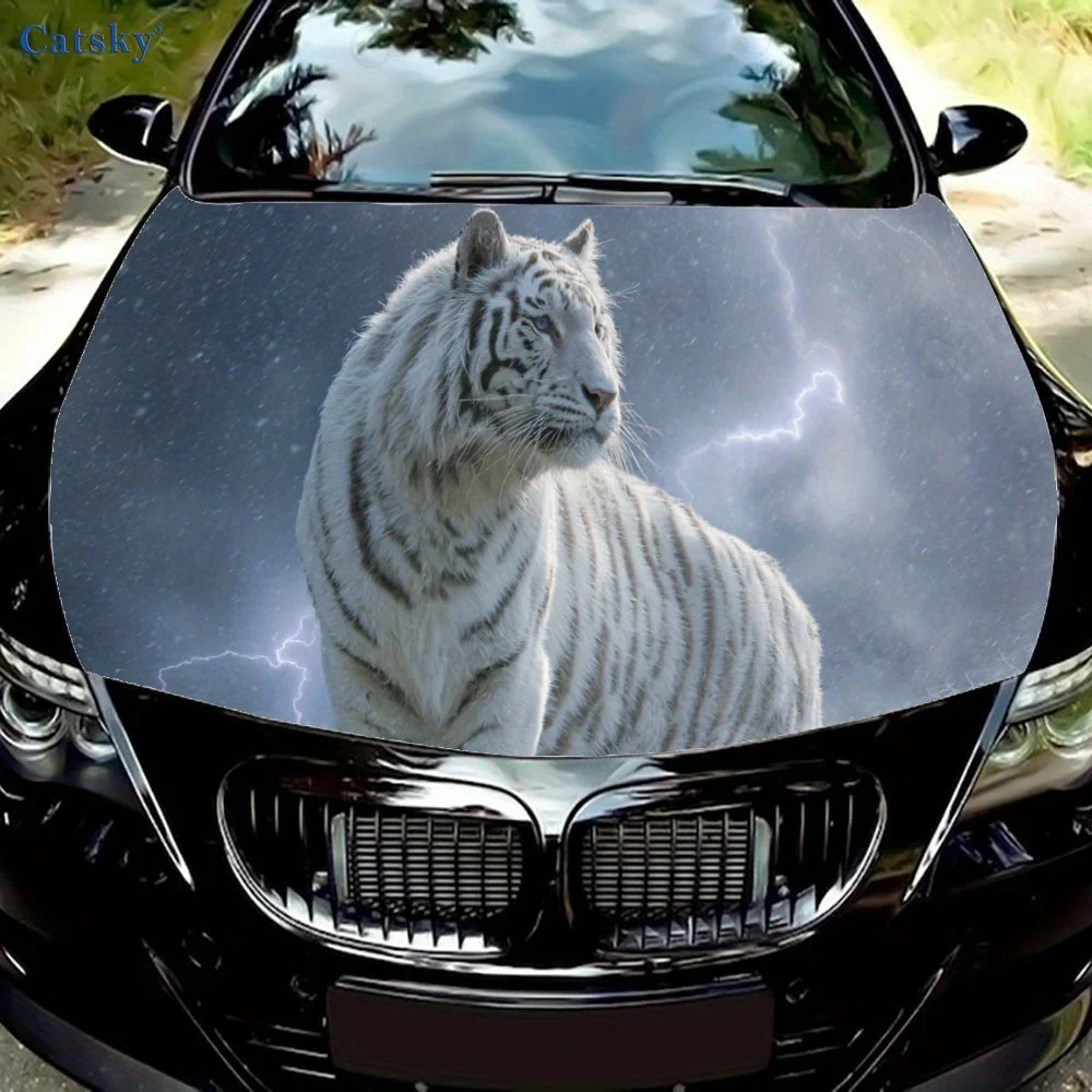 

Mysterious Lightning Tiger Car Engine Hood Sticker, Auto Art Decal, Car Exterior Personalized Decoration, Gift for Car Lovers, U