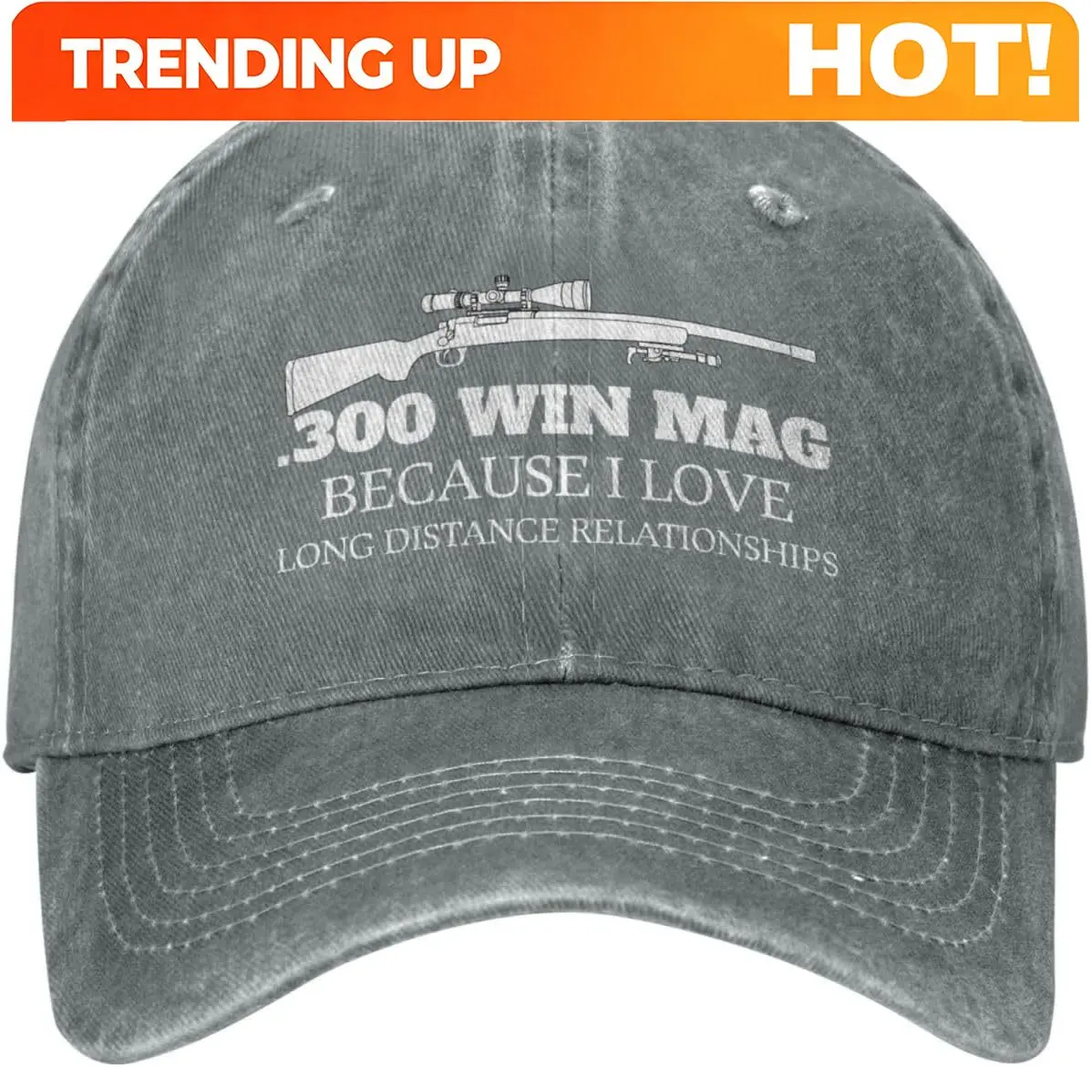 Customization Funny Hat 300 Win Mags Because I Love Long Distances Hat For Women Baseball Hats Graphic Caps