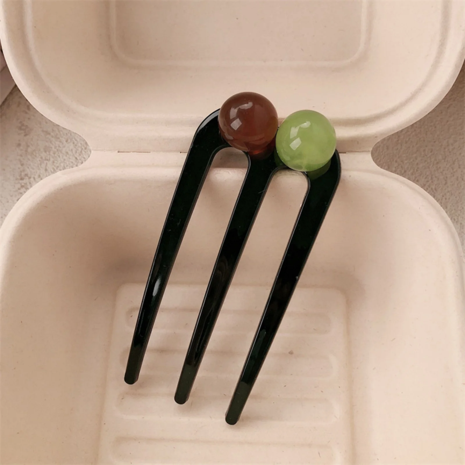 1 Stück Dual-Perlen-Haargabel-Clips, 2-teiliges Set, stilvoller gebrochener Pony-Haarschmuck für Frauen, ideal für schicke Hochsteckfrisuren – Detail 3
