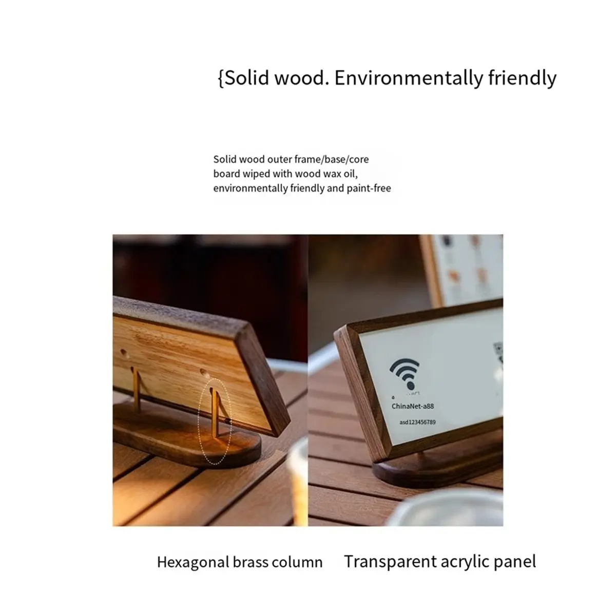 Walnut Wood Code Stand Payment Holder Luxury Cafe Countertop Display Handcrafted Money Collection Plate